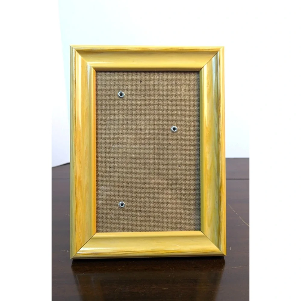 Vintage Faux Tortoise Shell Lucite Acrylic Picture Frame 5x7 Amber Brown Marbled